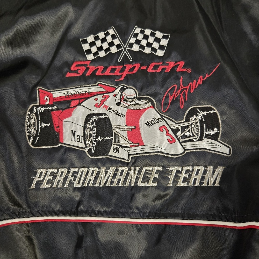 Vintage Swingster Snap On Racing Jacket Mens XL Full Zip Checker Flag Marlboro - Picture 2 of 14